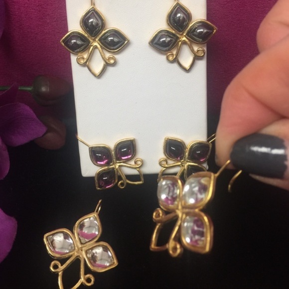 Three Stone Cabochon Earrings-Available in lots of colors-Boutique - Picture 2 of 3